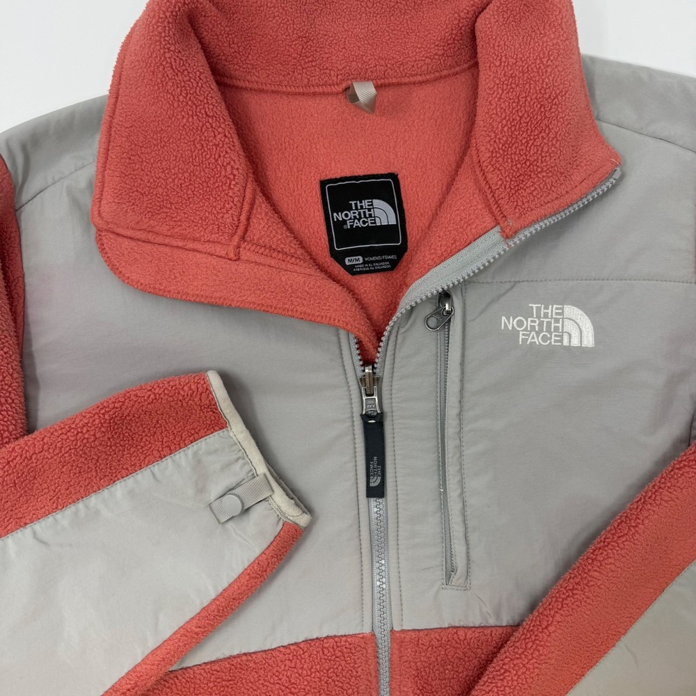 The North Face Denali Women's Fleece Jacket Coral Gray Full‎ Zip Pockets Medium